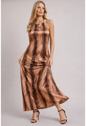 Boyundan Bağlamalı Sırt Dekolte Tasarım Elbise