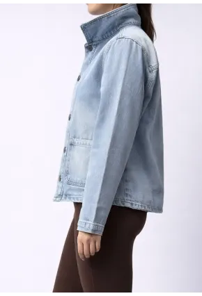 Cepli Düğmeli Açık Mavi Denim Ceket