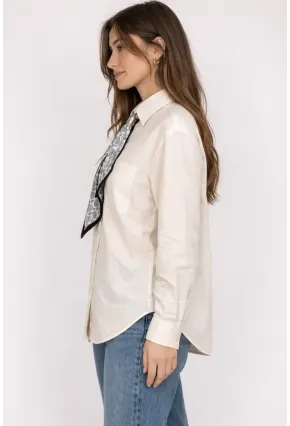 Fularlı Gömlek Ekru