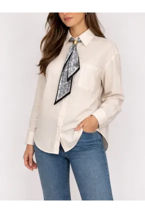 Fularlı Gömlek Ekru