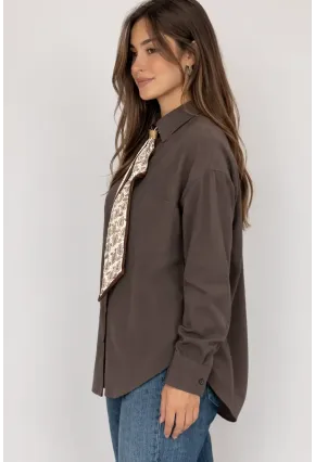 Fularlı Gömlek Kahverengi