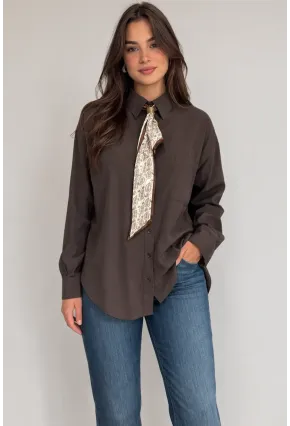 Fularlı Gömlek Kahverengi