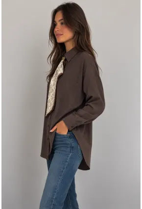 Fularlı Gömlek Kahverengi