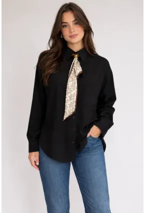 Fularlı Gömlek Siyah