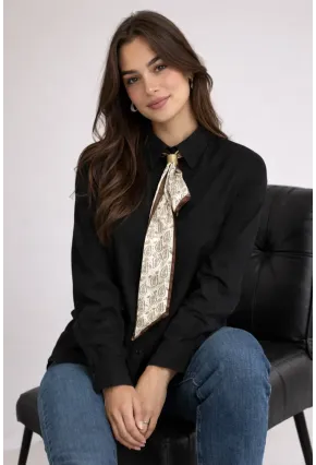 Fularlı Gömlek Siyah