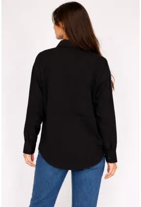 Fularlı Gömlek Siyah