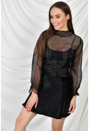 Kadife Parçalı Lastikli Kısa Etek