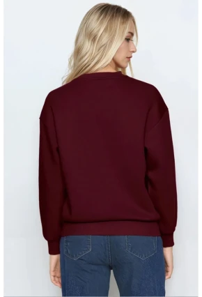 Kadın Basic Bordo Oversize Sweatshirt