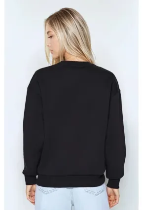 Kadın Basic Siyah Oversize Sweatshirt
