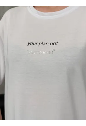 Kadın Baskılı Oversize Beyaz T-shirt