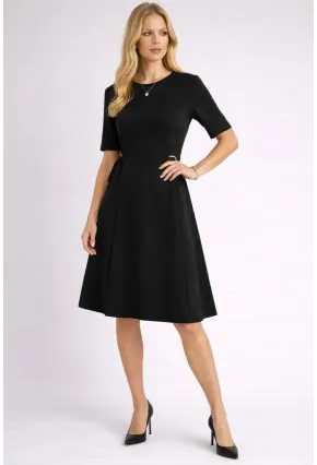 Kadın Bel Toka Detay Modal Kumaş Midiboy Elbise Siyah