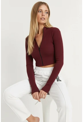Kadın Bordo Kaşkorse Kısa Ceket EY1057