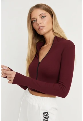 Kadın Bordo Kaşkorse Kısa Ceket EY1057