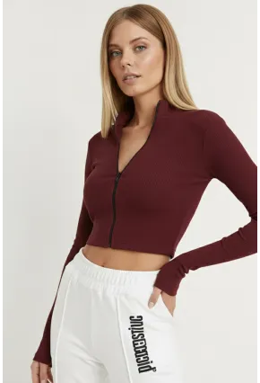 Kadın Bordo Kaşkorse Kısa Ceket EY1057