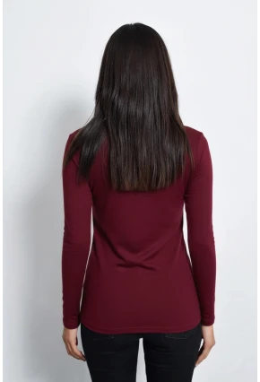 Kadın Bordo Üstü Tül Bluz TZ20751