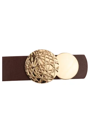 Kadın Desenli Yuvarlak Tokalı Bordo Kadın Kemeri