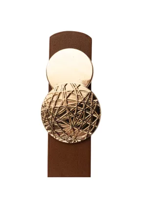 Kadın Desenli Yuvarlak Tokalı Taba Kadın Kemeri