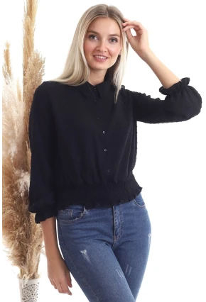 Kadın Eteği Gipeli Siyah Gömlek