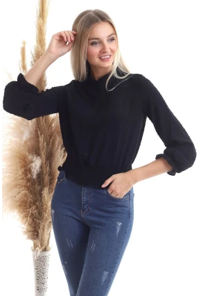 Kadın Eteği Gipeli Siyah Gömlek