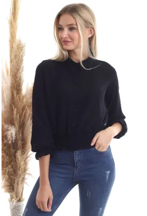 Kadın Eteği Gipeli Siyah Gömlek