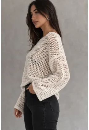 Kadın File Dokulu Örgü Bluz