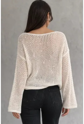Kadın File Dokulu Örgü Bluz