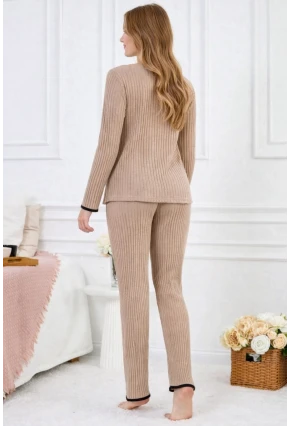 Kadın Fitilli Süprem Kumaş Pijama Takımı