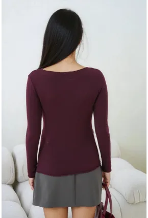 Kadın Geniş Yaka Uzun Kol Lycralı Penye Bluz