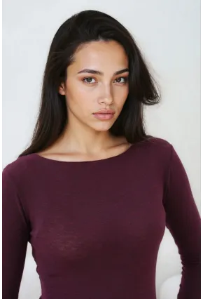 Kadın Geniş Yaka Uzun Kol Lycralı Penye Bluz