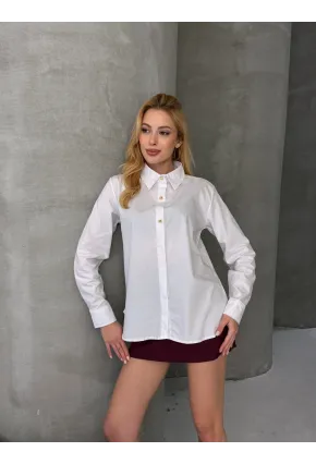 Kadın Gizli Patlı Düğme Detay Gömlek