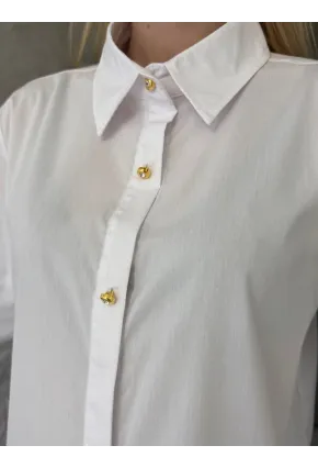 Kadın Gizli Patlı Düğme Detay Gömlek