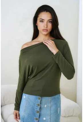 Kadın Kayık Yaka Yarasa Kol Lycralı Penye Bluz