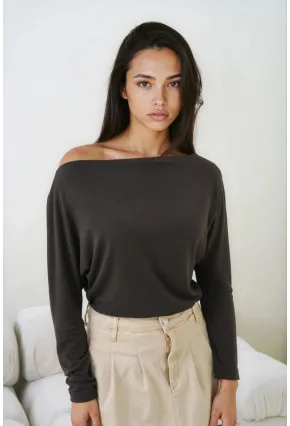 Kadın Kayık Yaka Yarasa Kol Lycralı Penye Bluz