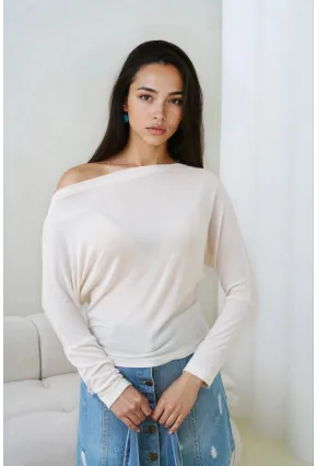 Kadın Kayık Yaka Yarasa Kol Lycralı Penye Bluz