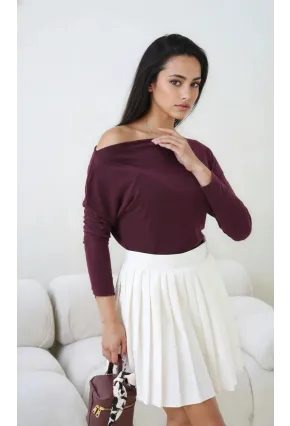 Kadın Kayık Yaka Yarasa Kol Lycralı Penye Bluz