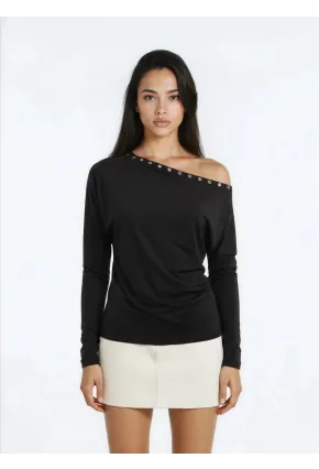 Kadın Kayık Yaka Yarasa Kol Lycralı Penye Bluz