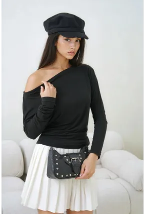 Kadın Kayık Yaka Yarasa Kol Lycralı Penye Bluz