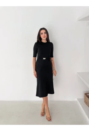 Kadın Kemerli Kalem Elbise