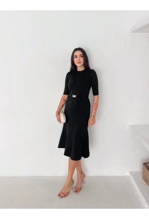 Kadın Kemerli Kalem Elbise