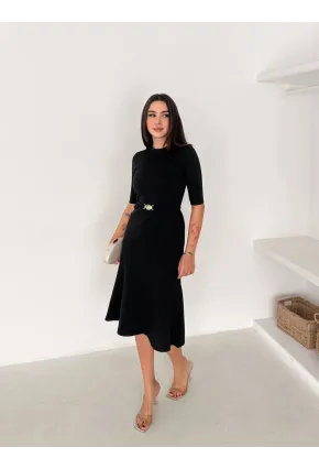 Kadın Kemerli Kalem Elbise