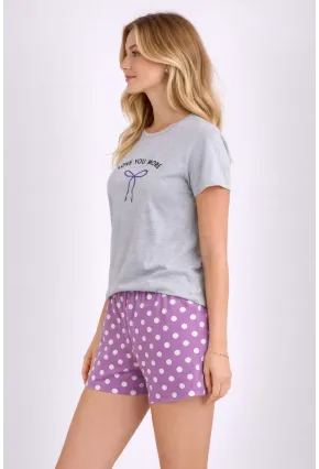 Kadın Kısa Kollu Pijama Takımı Şortlu Yazlık Rahat Kalıp Ev Giyim