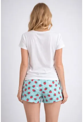 Kadın Kısa Kollu Pijama Takımı Şortlu Yazlık Rahat Kalıp Ev Giyim