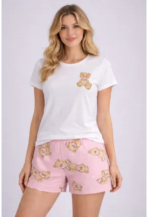 Kadın Kısa Kollu Pijama Takımı Şortlu Yazlık Rahat Kalıp Ev Giyim