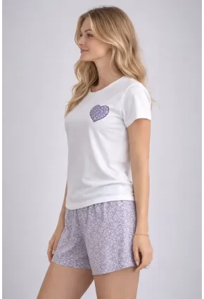 Kadın Kısa Kollu Pijama Takımı Şortlu Yazlık Rahat Kalıp Ev Giyim