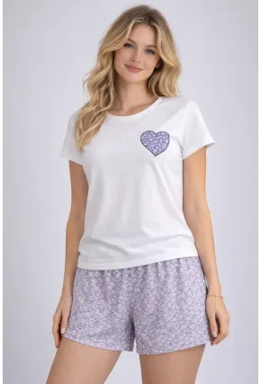 Kadın Kısa Kollu Pijama Takımı Şortlu Yazlık Rahat Kalıp Ev Giyim