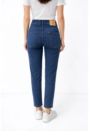 Kadın Koyu Lacivert Dar Paça Esnek Jean