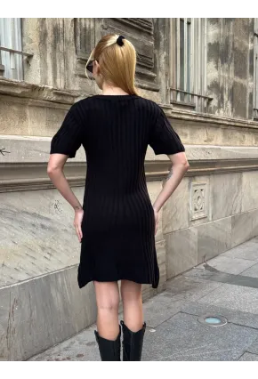 Kadın Nervürlü Mini Triko Elbise