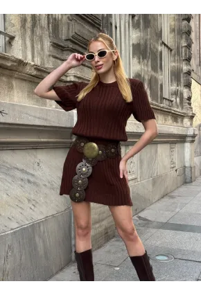 Kadın Nervürlü Mini Triko Elbise