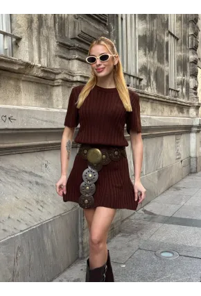 Kadın Nervürlü Mini Triko Elbise