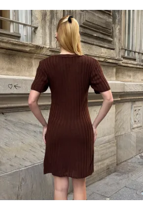 Kadın Nervürlü Mini Triko Elbise